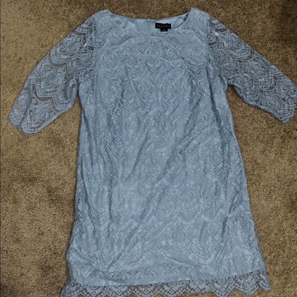 Jessica Howard Blue Sheath Dress with Bateau Neckline